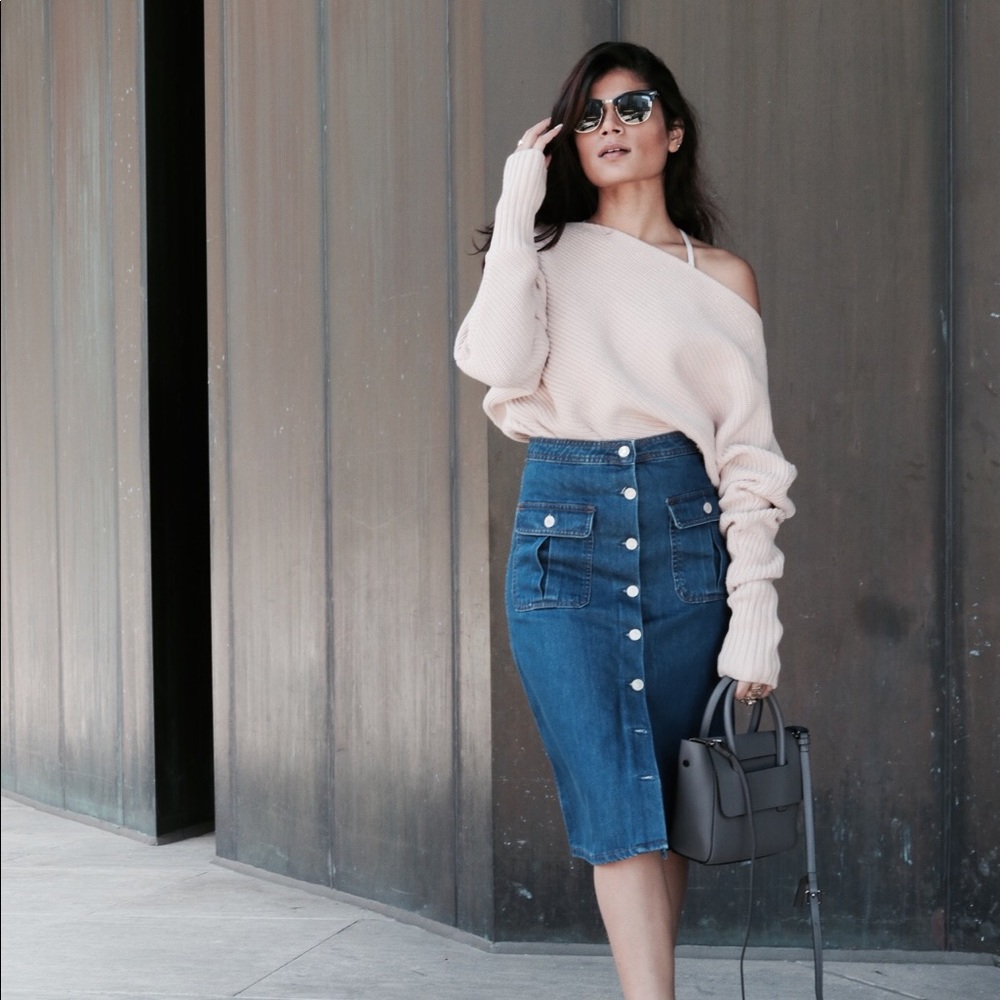 High Waisted Denim Skirt - Picture 1 of 5